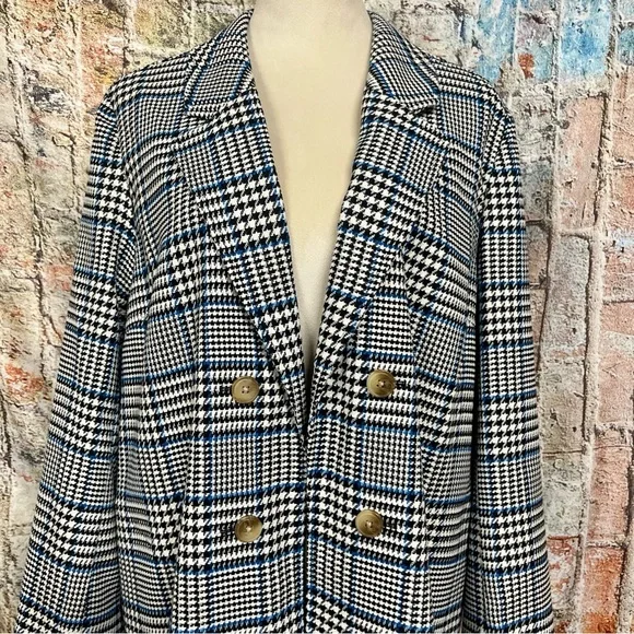 J Jill Long Plaid Duster Open Front Tunic Overcoat Sz L - Picture 5 of 9
